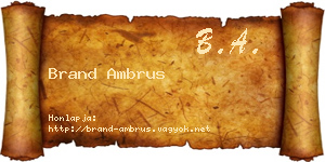 Brand Ambrus névjegykártya